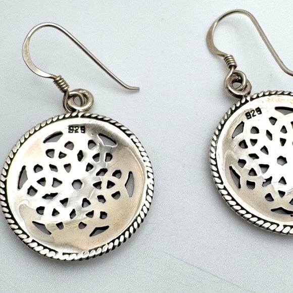 Celtic Knot Vintage Sterling Silver Round Dangle Earrings Intricate Detailing - Picture 7 of 8
